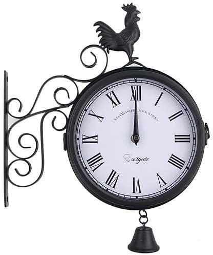 Oriental riverkit Vintage Wall Clock Outdoor Waterproof Double Sided Wall Clock Garden Clocks Paddington Station Wall Clock, Silent Non-Ticking, for Living Room, Bedroom, Kitchen