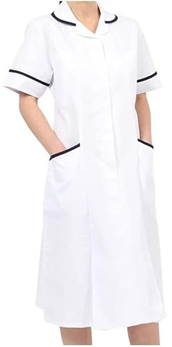 Skywear Ladies Healthcare Tunic Dress – Nurses Uniform Workwear for Women – Medical, Beauty, Dental, Therapist & Carers - White, Size 16