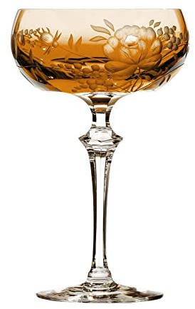 ARNSTADT KRISTALL Cocktailglas champagneskål primeros bärnsten (17,5 cm) – munblåst kristallglas – handslipad – handgjord i Tyskland