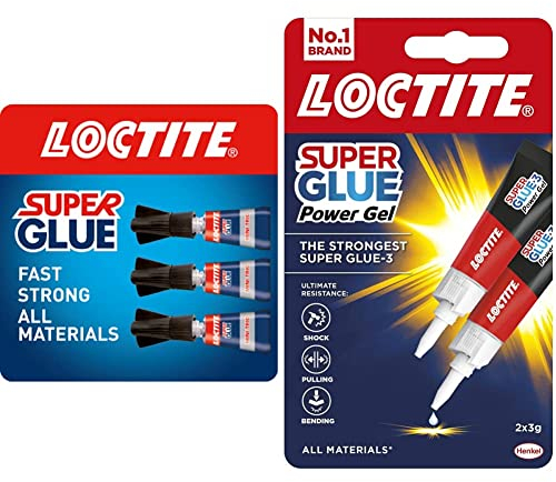 Loctite Adhesive for ideal Repairs, Clear Glue for Various Materials, Convenient Travel Size 3 x 1 g&2560191 Glue for Repairs, Clear Various Materials, 2 x 3 g, Transparent