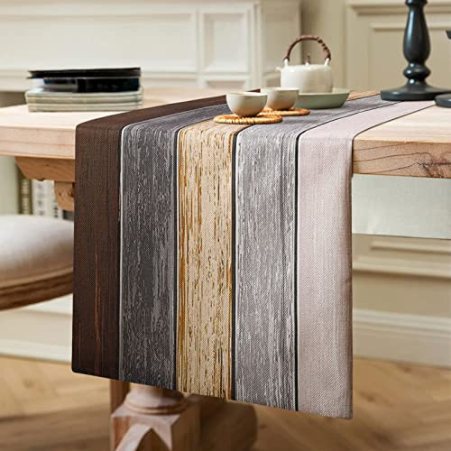 Chemin de Table Marron - Moderne - Décoration de Table de Cuisine - pour l'intérieur et l'extérieur - Vacances - Décoration de Salon - 40 x 140 cm - en Lin - Automne