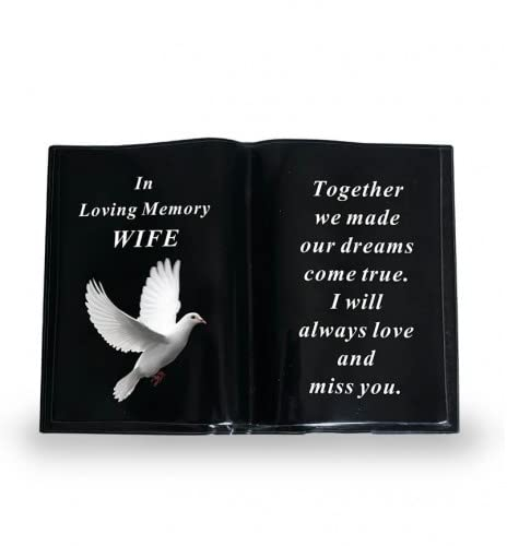 David Fischhoff Livre commémoratif noir avec colombe pour tombe – épouse