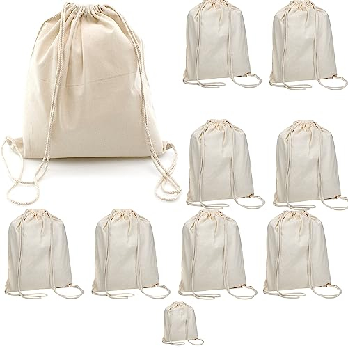 noTrash2003 10 Stück Turnbeutel Baumwollrucksack Stoffbeutel inkl. Kordelzug Naturfarben ungefärbt 36x46cm 10er Pack Gymbag Turnbeutel