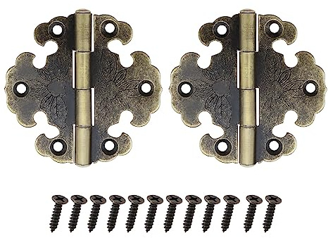 SG Store 10PCS Antique Bronze Hinge Folding Butt Hinges Wooden Box Decorative Hinge for Drawer Cabinet Door Jewelry Box Furniture Hardware Includes Screws 66x66mm