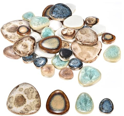 sourcing map 200g Ceramic Mosaic Tiles for Crafts Bulk, Pebble Multicolor Ceramic Tiles for Mosaic Kits Garden Stepping Stone Cup Mat