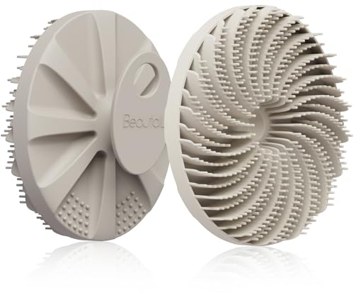 Silicone Body Scrubber, BEAUTAIL Gentle Exfoliating Shower Bath Scrubber for Men Women Sensitive Skin, Innovative Bristles Design Loofah for Lather Well, Ergonomic No-Slip Handle Brush (Starlight)