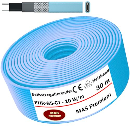 Heizkabel Selbstregulierendes Heizband HEAT Regular-85-CT Selfregulating Heating Cable 10w/m 5–100m Rohrheizung Begleitheizung Wasserleitung Dachrinnenheizung Frostschutzkabel 10°- 85°C (30m)