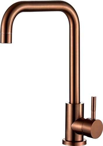 Home Range Rose Gold Single Handle Kitchen Mixer Tap | 360° Swivel Spout | Solid Construction with Stainless Steel Flexible Connectors Included | Modern Elegant Lever Sink Finish | Hot & Cold Water