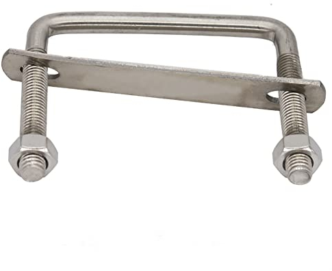 U-Bolzen, U-Bolzen, Edelstahl-Befestigungselement, M8 Außendurchmesser 50 mm, 60 mm, 80 mm, 100 mm, 140 mm bis 200 mm Länge, 304 Edelstahl-Rohr, Rohrschelle, Clip, Rahmenplatte, quadratisch, rechtwink