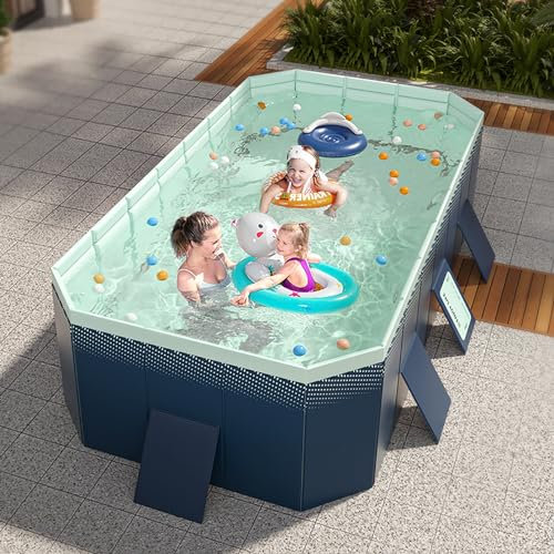 Piscina pieghevole, piscina pieghevole non gonfiabile for bambini e adulti Piscina portatile for la famiglia, facile da montare, piscina for cani da cortile (1,6/1,85/2,1/2,6/3/4m) (Size : 4m)