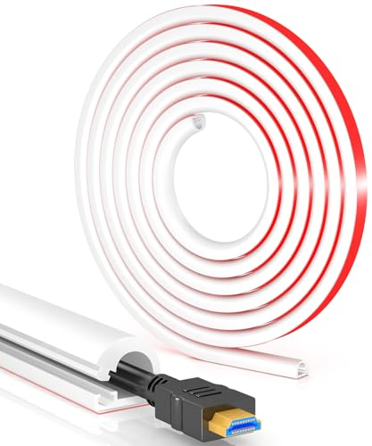 Canalina Passacavi Adesiva Da 4-Meter, Canalina Passacavi Muro Copricorda In Pc Morbido, Canaline Passacavi Da Muro Adesive, Per Home Ufficio, 10mm (w) x 10mm (h), Bianco