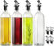 Olive Oil Dispenser Bottle, Glass Cooking Oil Dispenser Bottle for Kitchen,Oil and Vinegar Dispenser Set, Oil Drizzler with Plastic Pourer, Funnel - 500ml, Pack 4