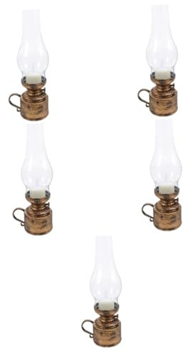 PRETYZOOM 5st Retro-petroleumlampe Flammenlose Petroleumlampe Geführtes Kerzenlicht Notfallbeleuchtung Vintage Gartenlaterne Hängende Solarleuchten Klare Petroleumlampe Kerosinlampe Pp