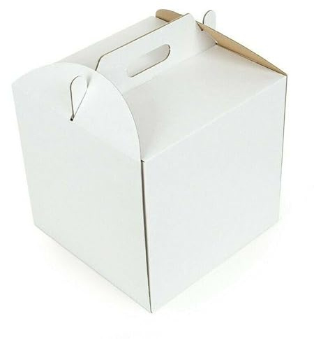 WePack 25 Stück Tortenkarton 345x345x240 mm Weiss Quadratische Torten-Box Transportbox NEU