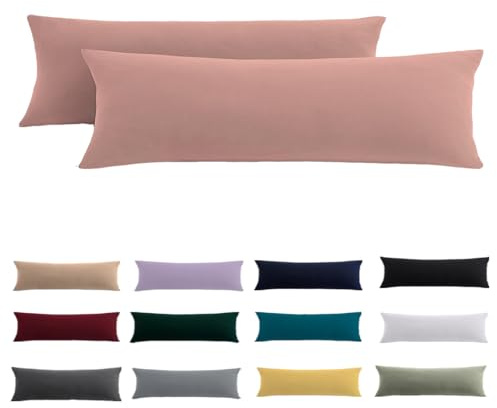 Set di 2 federe per cuscino per letto laterale, 40 x 145 cm, rosa, 145 x 40 cm, con chiusura lampo, 100% microfibra resistente e ipoallergenica, per cuscino per chi dorme di lato