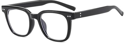 LJCZKA Lunettes Anti Lumière Bleue à Verres Transparents Lunette pour Femme Homme, Carrée Lunettes Bloquant la Lumière Bleue Anti Fatigue Lunette (Noir)