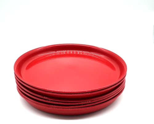 Kimmel 6 Stück Teller Speiseteller 18cm Partygeschirr Campinggeschirr Plastikgeschirr Kunstsoffgeschirr, Mehrweg, Farbe rot