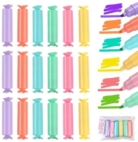 ComPDCVD 18 Stück Mini Textmarker Set 6 Farben Candy Süße Kawaii Highlighter Marker Bonbon Textliner Stifte für Kinder Schüler Marker Stifte für Mitgebsel Kindergeburtstag Give Aways Kindergeburtstag