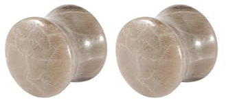 Mesnt Dehnstäbe Tunnel Set Ohr Expander Plug10mm, 2PCS Stein Naturstein (jeder ist leicht Anders) Plugs Klassisch Expander Für Damen Herren, Grau