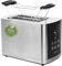 EMERIO Tostapane in acciaio inox con grande display, 2 fessure per tostapane, centraggio automatico, cassetto raccoglibriciole, scongelamento, riscaldamento, 7 livelli di doratura, senza BPA, 800 W,
