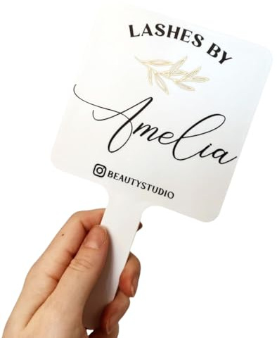 Personalisierter Handspiegel, Personalisierter Make-up-Künstler For Kleine Unternehmen, Lash-Tech-Spiegel, Handspiegel Mit Firmenlogo, Personalisierter Business-Dekorspiegel, Spiegel For(White)