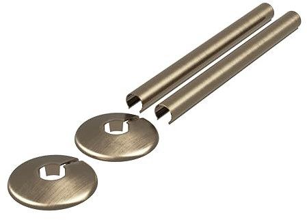 Metal Antique Brass Clip-On Radiator Pipe Covers & Collars - 15mm (2 Pack)