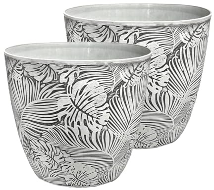 SG Traders Montsera Plant Pots Outdoor - 30cm Plastic Garden Planters Outdoor Flower Pots with Drainage Holes Enhance the Outside Space with Elegant Plant Pot for Home & Garden Decor (Pack of 2)