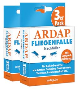 ARDAP Fliegenfalle Außen Nachfüller 2 x 3er Pack - Biologische Fliegenfalle Außen - Natürlicher Anti Fliegen Lockstoff mit Langzeitwirkung – Fliegen Fallen Für Garten, Landwirtschaft (PT19)