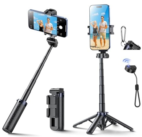 Hesheng mini Tripod for Phone,Portable Small Size Travel Compact Phone Selfie Stick with Detachable Bluetooth Remote Shutter for YouTube/TikTok Vlogs Live Streaming Photography