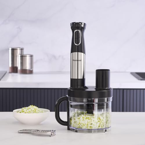 Homend Functionall 1500W Food Processor – 5-in-1 Multi-Attachment Kitchen System | Chopper, Whisk, Reversible Slicing & Grating Disc, Dough Blade & Blender Stick | 1L BPA-Free Bowl