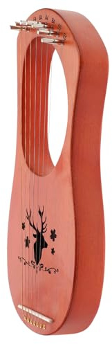 Milisten 7-saitige Metallleierharfe für Erwachsene Tragbares Holz Harfeninstrument mit Stahlsaiten und Tuning Wrench