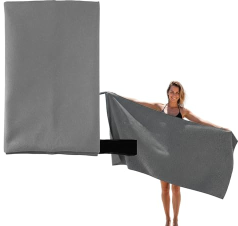 Gdrghe XXL Mikrofaser Handtuch Groß 180x80cm Schnelltrocknend Sandfrei Ultraleichtes Strandtuch für Strand Pool Yoga Sauna und Reise Gym Grau