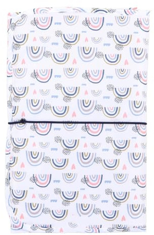 OVAQUIXI Große Tragbare Windel-Wickelunterlage aus Nylon für Babys, Reisen, Wickelset – 1 X Tragbare Unterlage (Weißer Regenbogen)