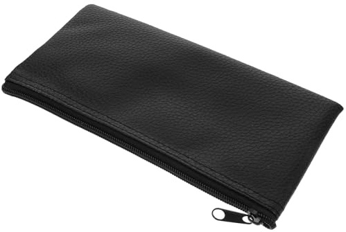 SOLUSTRE Tragbare Mikrofon Tasche aus Schwarzem Leder mit Reißfestem Material und Robustem Reißverschluss für Sicheren Transport von Mikrofon und Zubehör