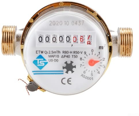 Gdfnmogo Wasserzähler für Zuhause, Digitalanzeige, DN15, mechanischer Dreh-Kaltwasser-Durchflussmesser mit 1,27 cm x 1,9 cm Übernahme, horizontale Installation für privaten und gewerblichen Gebrauch