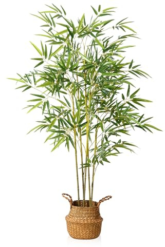 BLUE BAZAAR 140cm Artificial Palm Tree Indoor, Tall Faux Tropical Areca Tree with Lifelike Leaves, Large Fake Green Plant in Black Pot for Home Office Living Room Bedroom Corner Décor