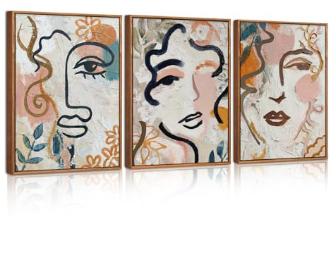 CHDITB 3 Stück Abstrakte Wandbilder mit rahmen,Bunte Abstrakte Bild,Boho Wanddekoration,bild auf leinwand,Modern Bilder Matisse,Florale Graffiti Abstrakte Wandkunst Deko Wohnzimmers Schlafkammer Büro