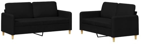 XHNIFBN 2-TLG. Sofagarnitur Schwarz 138x77x80 cm atmungsaktives Leder-Optik Gewebe robuster Metall-Sperrholzrahmen Modernes Mini Sofa Set für Wohnzimmer Jugendzimmer Flur