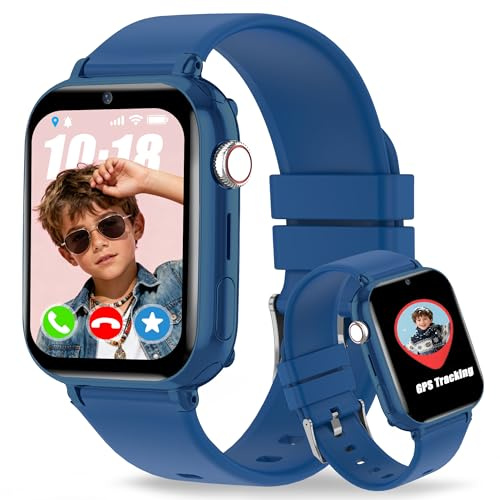 pmstuy 4G Smartwatch Bambini GPS, Telefono Orologio Smartwatch Bambini WiFi Videochiamate SOS Voce Chat Sveglia Giochi Impermeabile, Orologio Bambino Cellulare Regali per Ragazza e Ragazzo