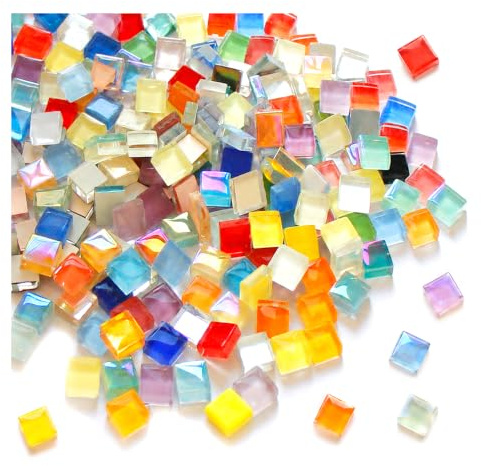 900 Pezzi Tessere Mosaico Piastrelle,Pietre per Mosaico Fai da Te,HMCEY Tesserine Mosaicos Colorate,Mosaicos di Cristallo Quadrate,Pietre Mosaicoe Piccole per Creative, Cornici, Sottobicchieri
