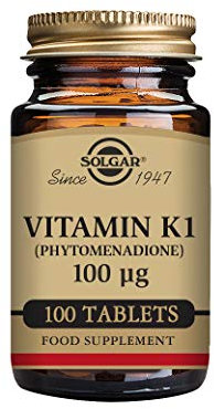 Solgar Vitamin K1 (Phytomenadione) 100 µg Tablets - Pack of 100 - Supports the Liver - For Healthy Bones - Vegan, Gluten Free and Kosher