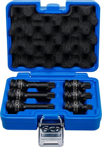 BGS 5380 | Kraft-Bit-Einsatz-Satz | Innenvielzahn (für XZN) | 6-tlg. | Antrieb Innenvierkant 12,5 mm (1/2) | Größen M14 - M18 | Längen 43 und 78 mm | Chrom-Molybdän-Stahl