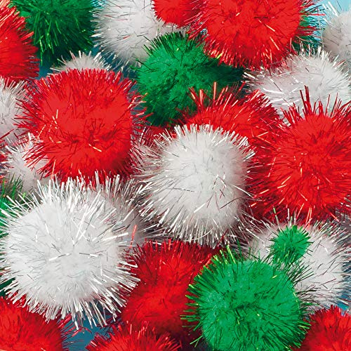 Baker Ross Pompons de Noël à Paillettes (Paquet de 100) Loisir créatif pour Enfant et Adultes