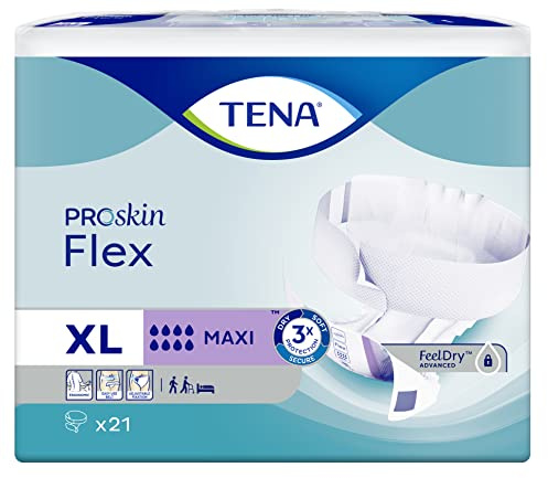 TENA Flex Maxi Extra-Large (XL) - Inkontinenz-Vorlage mit Klettverschluss (1 Karton = 3 x 21 = 63 Stück)