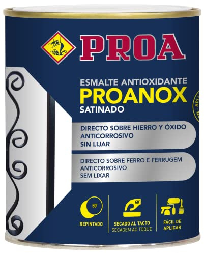 Esmalte antioxidante directo sobre óxido. SATINADO. Verde inglés RAL 6009. 750 ML. Pintar sobre hierro y óxido sin necesidad de imprimación. PROANOX.