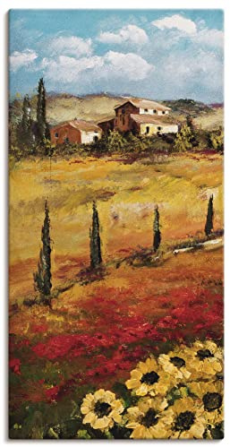 ARTLAND Wanddeko Leinwand Bilder Wandbild 30 x 60 cm Landschaften Europa Italien Malerei Ocker Toskana K7KM