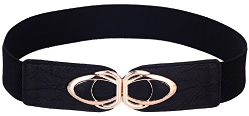 beltox fine Damen Gurtgummiband Stretch Cinch-Bund-Kleid Ornament Kummerbund, 26-43 Schwarz