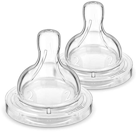 Philips Avent SCF632/27 Klassik+ Sauger mit langsamen Nahrungsfluss 1m+, mehrfarbig, 2 Stück (1er Pack)