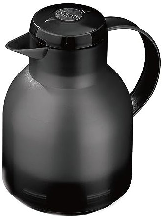 Emsa Samba Isolierkanne 509821 | 1 Liter | Quick Press Verschluss | 100% dicht | 12h heiß, 24h kalt | Transluzent Anthrazit