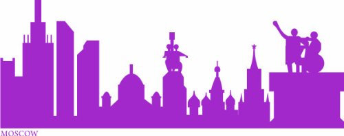 INDIGOS UG - Wandtattoo Wohnzimmer - Wandaufkleber Moscow 240x90 cm - Flieder e581 Skyline Stadt - Aufkleber Kinderzimmer Schlafzimmer Küche Badezimmer Büro Dekoration